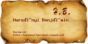 Harsányi Benjámin névjegykártya