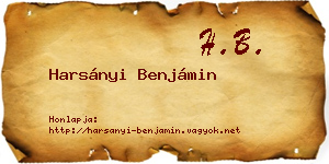 Harsányi Benjámin névjegykártya